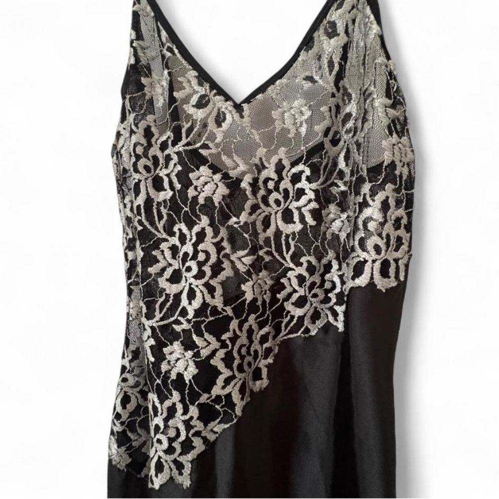 Vintage Jones New York Romantic Long Satin Sheer Lace Bust Intimate SZ SMALL - Picture 2 of 3